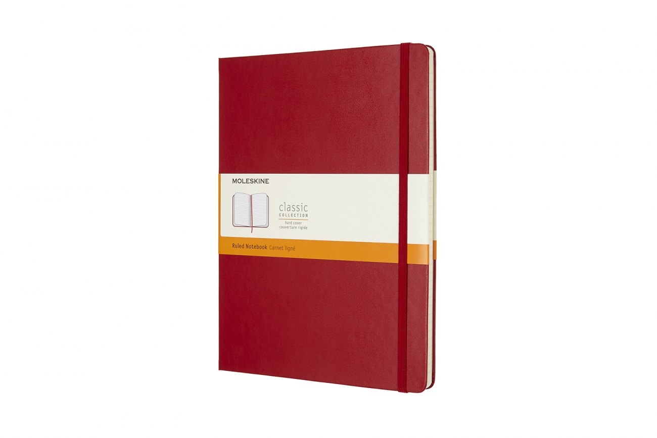 CLASSIC HARD COVER NOTEBOOK - RULED - EXTRA LARGE - SCARLET RED
