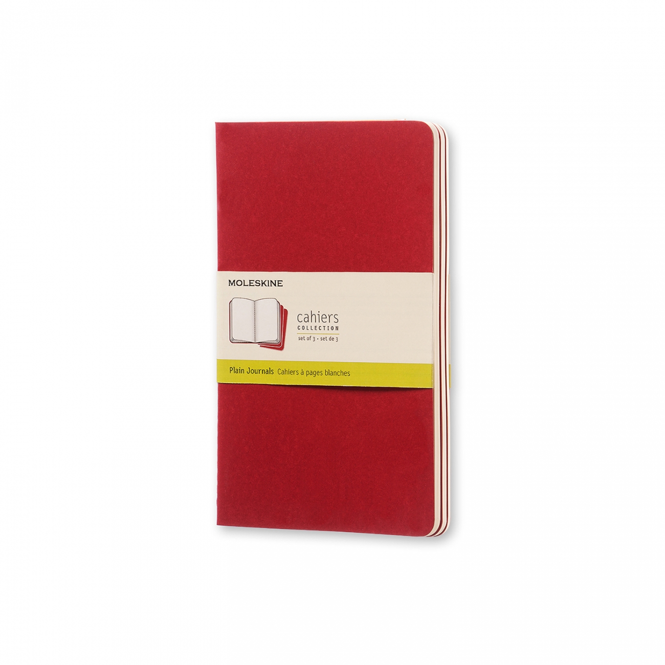 CAHIER NOTEBOOK - SET OF 3 - PLAIN - LARGE - CRANBERRY RED