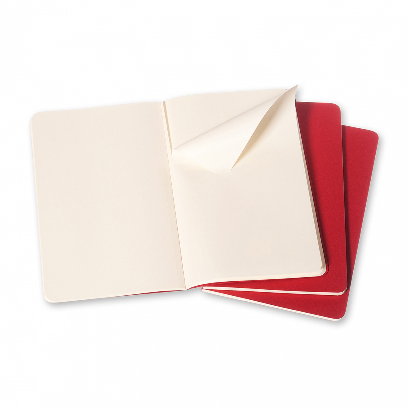 CAHIER NOTEBOOK - SET OF 3 - PLAIN - LARGE - CRANBERRY RED
